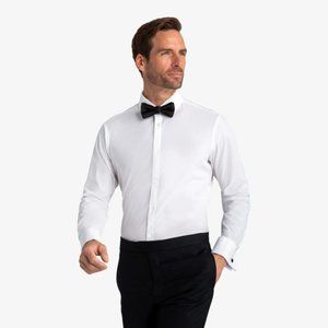NWT Mizzen & Main Leeward White Tux Dress Shirt w/ French Cuff | Size Large Trim